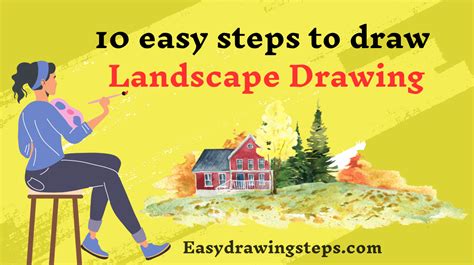 landscaping drawing easy|10 easy steps to draw Landscape Drawing.